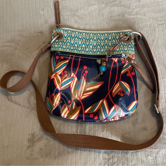 Very good used Fossil Key-per Coated canvas crossbody purse - Picture 2 of 8